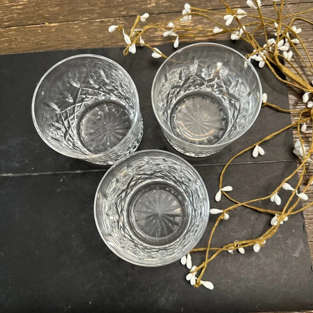 Vintage Waterford Crystal Old Fashioned Tumblers Whiskey Lismore Pattern 3 Pc